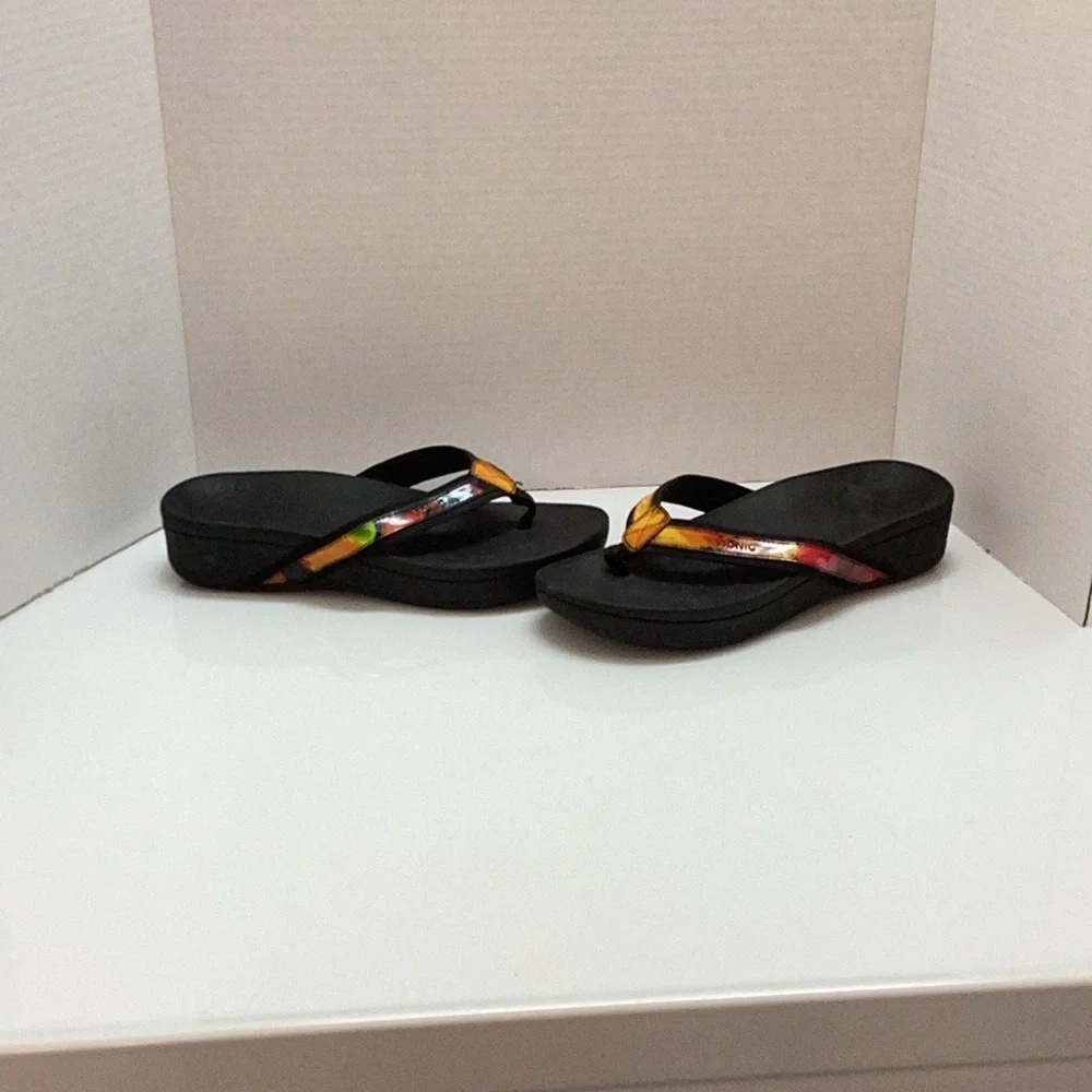 Vionic Tide II platform orthotic flip flop arch support sandals tropical beach 9